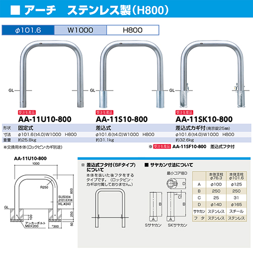 A[` Ԏ~ 101.6(t4.0)~W1000~H800mm J[:XeX [AA-11S10-800] T|[ 󒍐Yi LZs [1 [J[