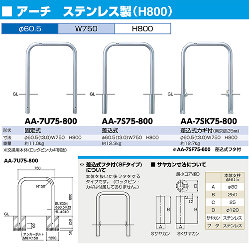 A[` Ԏ~ 60.5(t3.0)~W750~H800mm J[:XeX [AA-7S75-800] T|[ 󒍐Yi LZs [1 [J[