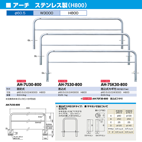 A[` Ԏ~ p{̂̂ 60.5(t3.0)~W3000~H800mm J[:XeX [AH-7S30-800HONTAI] T|[ 󒍐Yi LZs [1 [J[