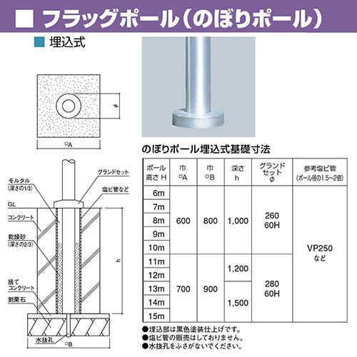 のぼりポール H12m/のぼりW1200mm [NPN-12U] サンポール 受注生産品