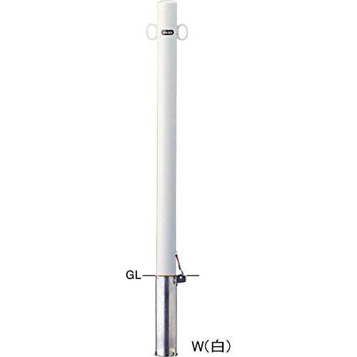 ピラー車止め スチール 両フック φ60.5(t2.3)×H850mm カラー:白 [FPA