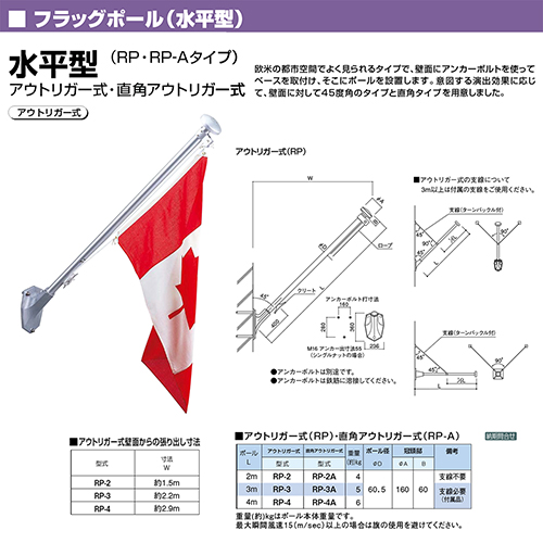 フラッグポール L2m [RP-2] サンポール 受注生産品 キャンセル不可