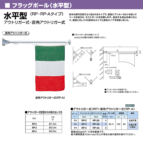 フラッグポール L4m [RP-4A] サンポール 受注生産品 キャンセル不可