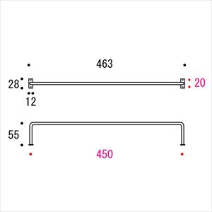 真鍮 タオルバー(PRiME FiELDシリーズ)LONGタイプ 台座角形 金色 450B