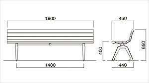 再生木材ベンチ EM-18シリーズ RPウッドタイプ 背付き [EM-1800NrpWOOD