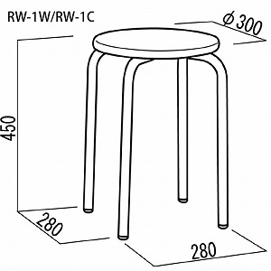 ラウンドスツール合板座面 ナチュラル/クロームメッキ [RW-1C] 椅子