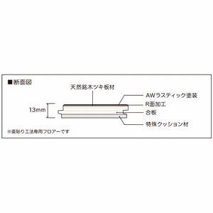 フロア材 銘木ラスティック直貼45 ナラ [LL45-NKR] 24枚入り 床暖房