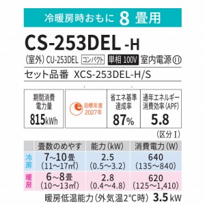 [GAR Eolia GIA ELV[Y 8p pi\jbN Panasonic [XCS-253DEL-H/S] _[NO[(}bg) P100V 2.5kW X^CbV