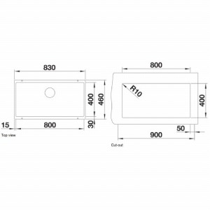 Lb`VN SUBLINE 800-U black ubN [BLANCO-526005] W800~D400~H190mm() A_[}Egp BLANCO [J[